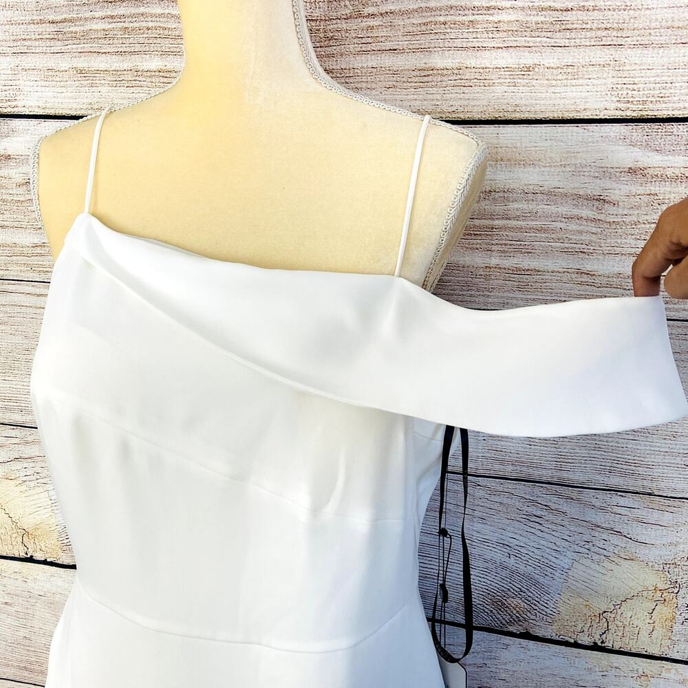 Laundry by Shelli Segal White One Shoulder  Dress 12 - Picture 5 of 12
